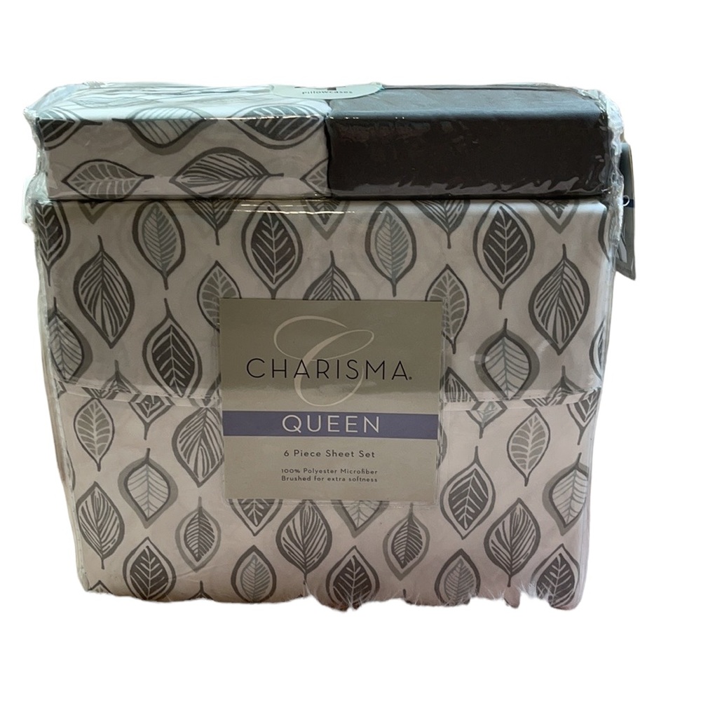 NWT, Charisma Queen sheets set. White and grey